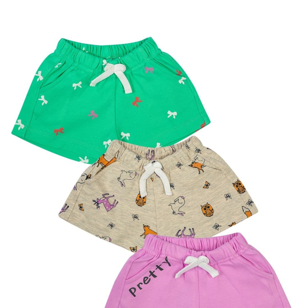 Mee Mee Shorts Pack Of 3 -Oat Mint & Lilac